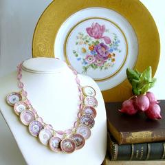 Pink Quartz Miniature Plates Charm Necklace