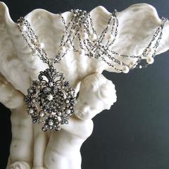 Austro Hungarian Seed Pearl Shell Necklace
