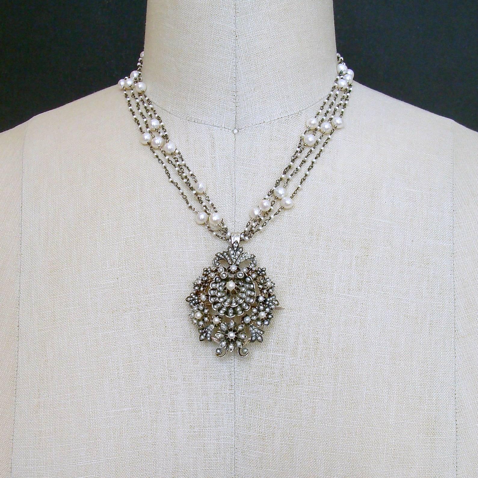 Austro Hungarian Seed Pearl Shell Necklace 1
