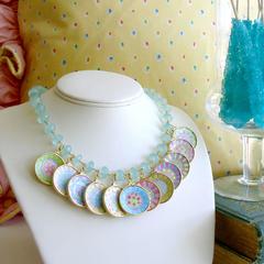 Seafoam Chalcedony Miniature Plates Charm Necklace