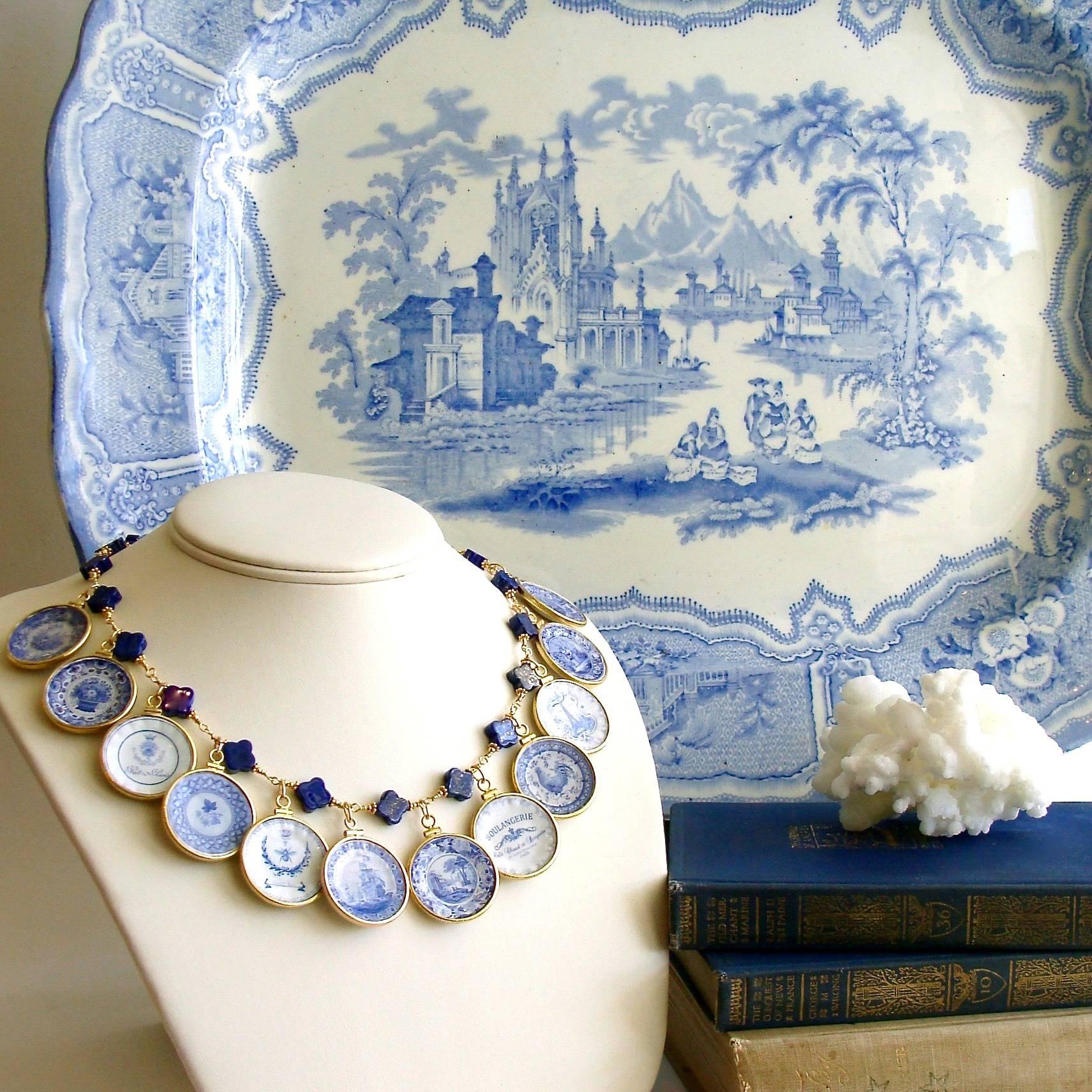 China Doll Blue White II Necklace.

Diminutive items have long held a fascination for both adult collectors as well as children - and such is the case with this captivating charm necklace.  Designed as a nod to collectors of blue & white china -