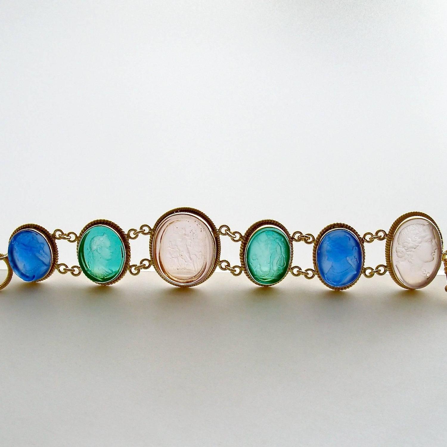 Glass Cameo Intaglio Bracelet For Sale at 1stdibs