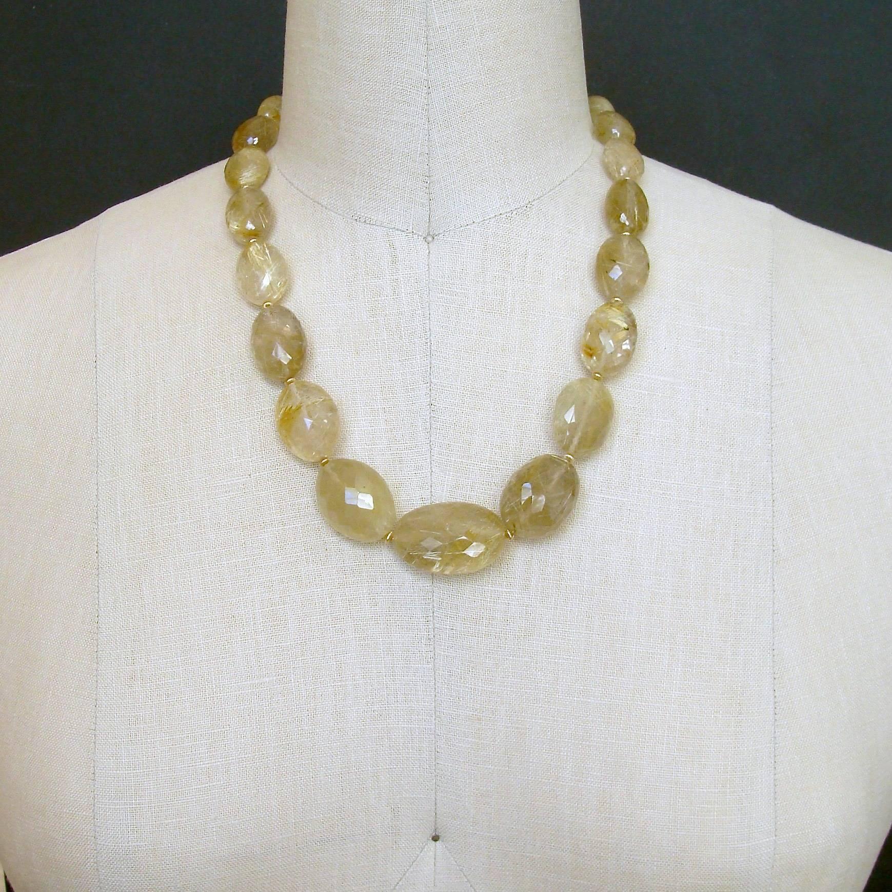 Faceted Rutilated Quartz Necklace In New Condition In Colleyville, TX