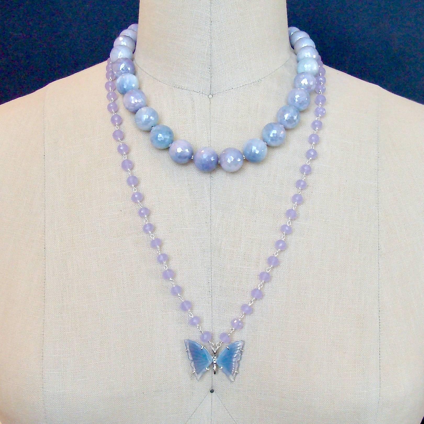 Lavender Mystic Moonstone Choker Necklace In New Condition In Colleyville, TX