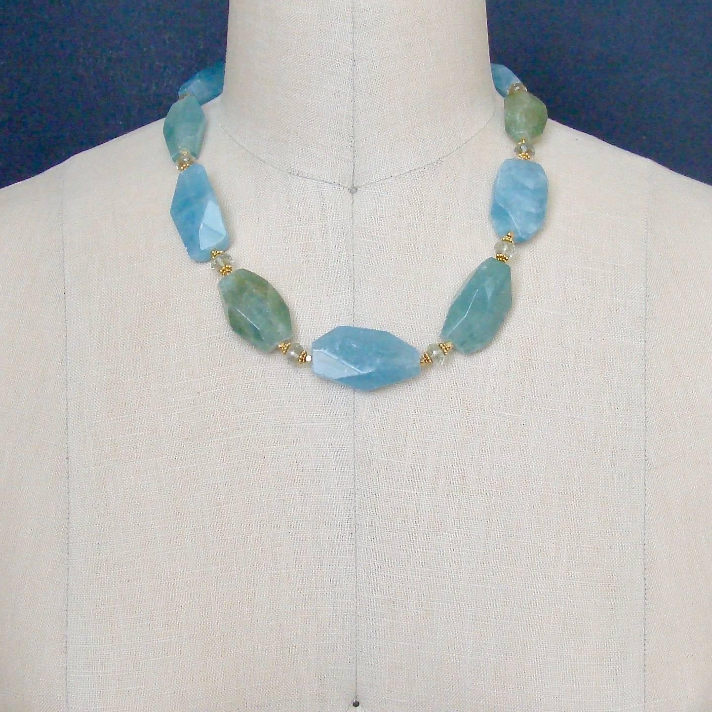 Women's Aquamarine Nuggets Prasiolite Necklace