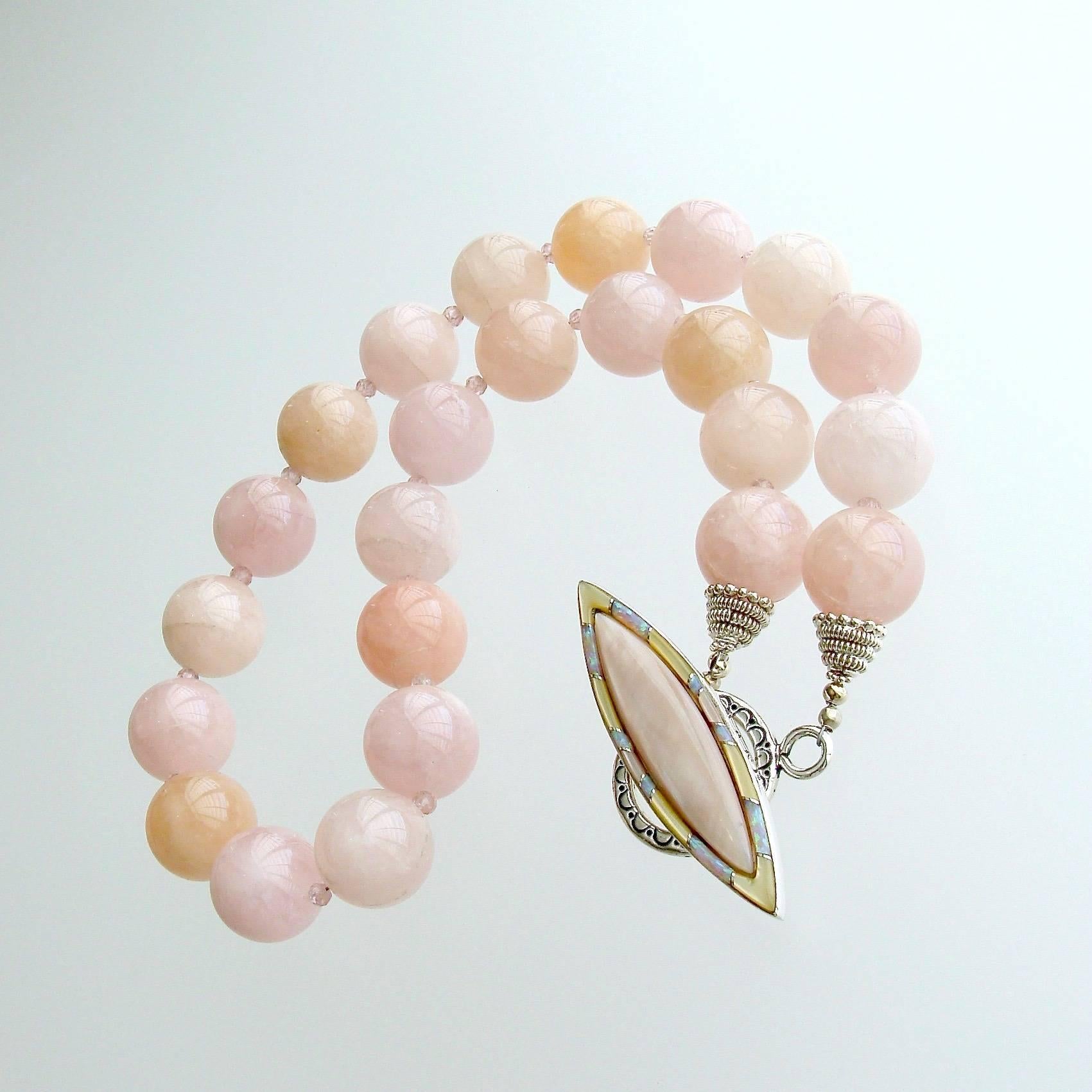 Artisan Morganite Beryl Pink Zircon Mother-of-Pearl Opal Choker Necklace