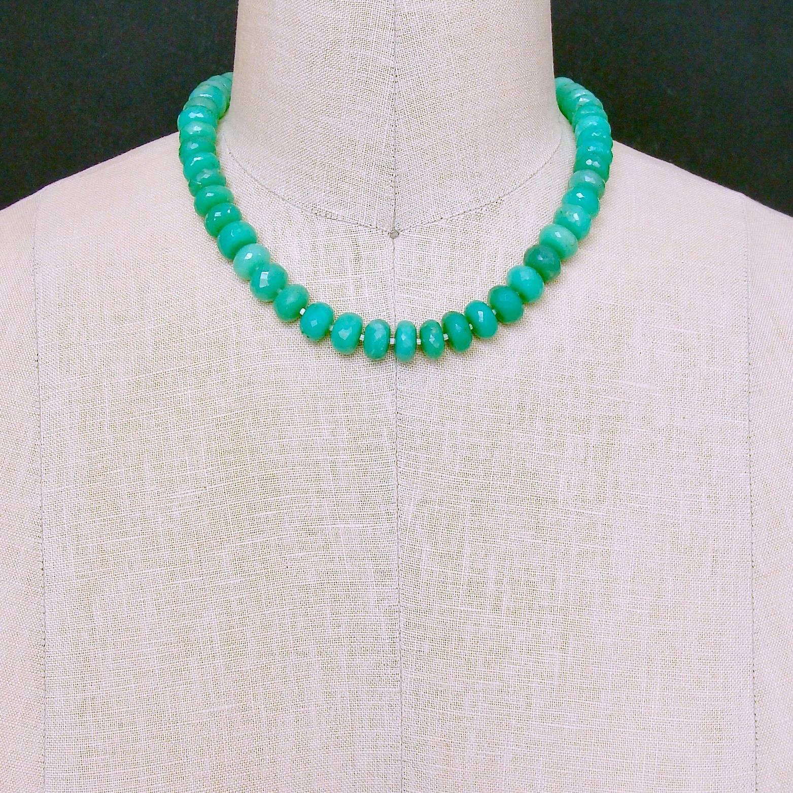 Faceted Chrysoprase Inlay Opal Toggle Choker Necklace 1