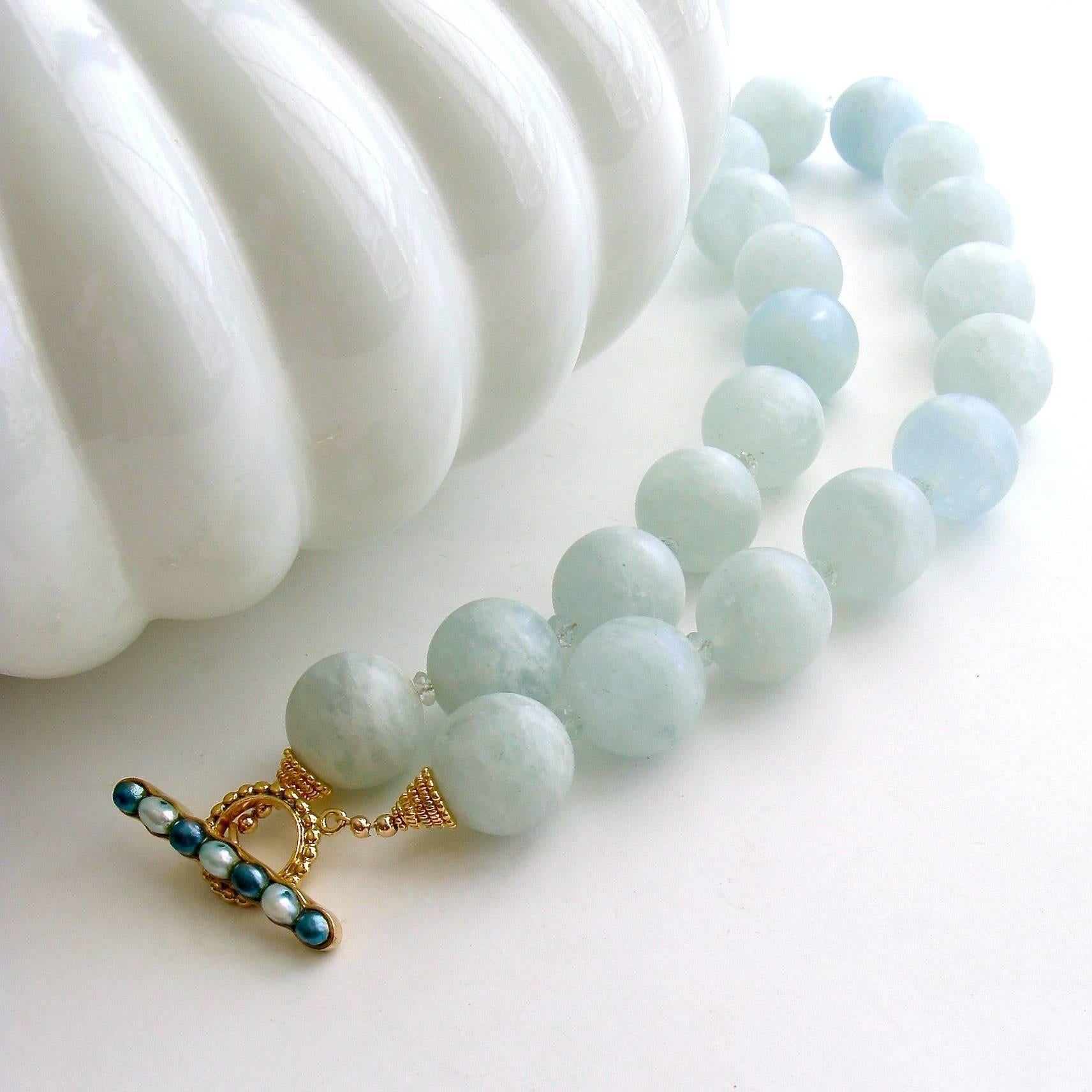 Matte Aquamarine Choker Necklace In New Condition In Colleyville, TX
