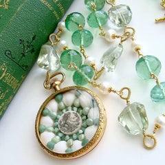 Sailors Valentine Necklace Green Fluorite Prasiolite