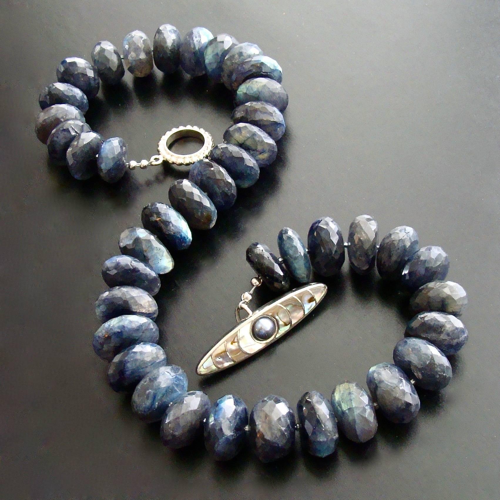 Faceted Blue Flash Labradorite Statement Necklace In New Condition In Colleyville, TX