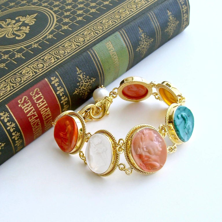 Glass Intaglio Cameo Bracelet at 1stDibs glass intaglio jewelry,