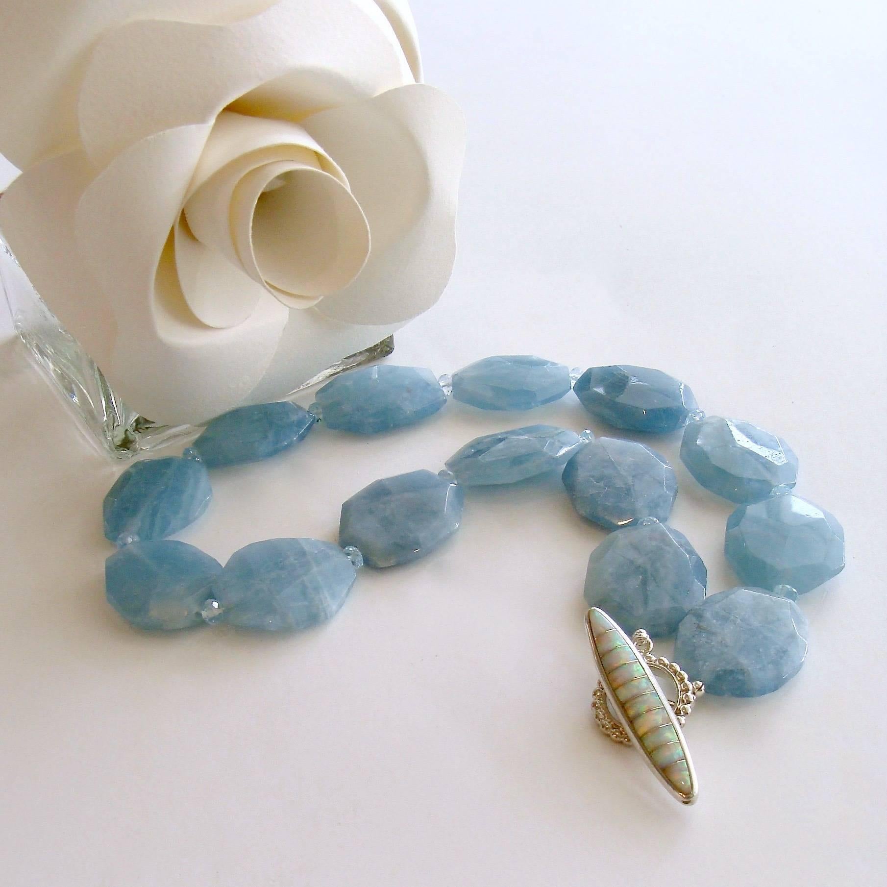 Artisan Faceted Aquamarine Nuggets Choker Necklace
