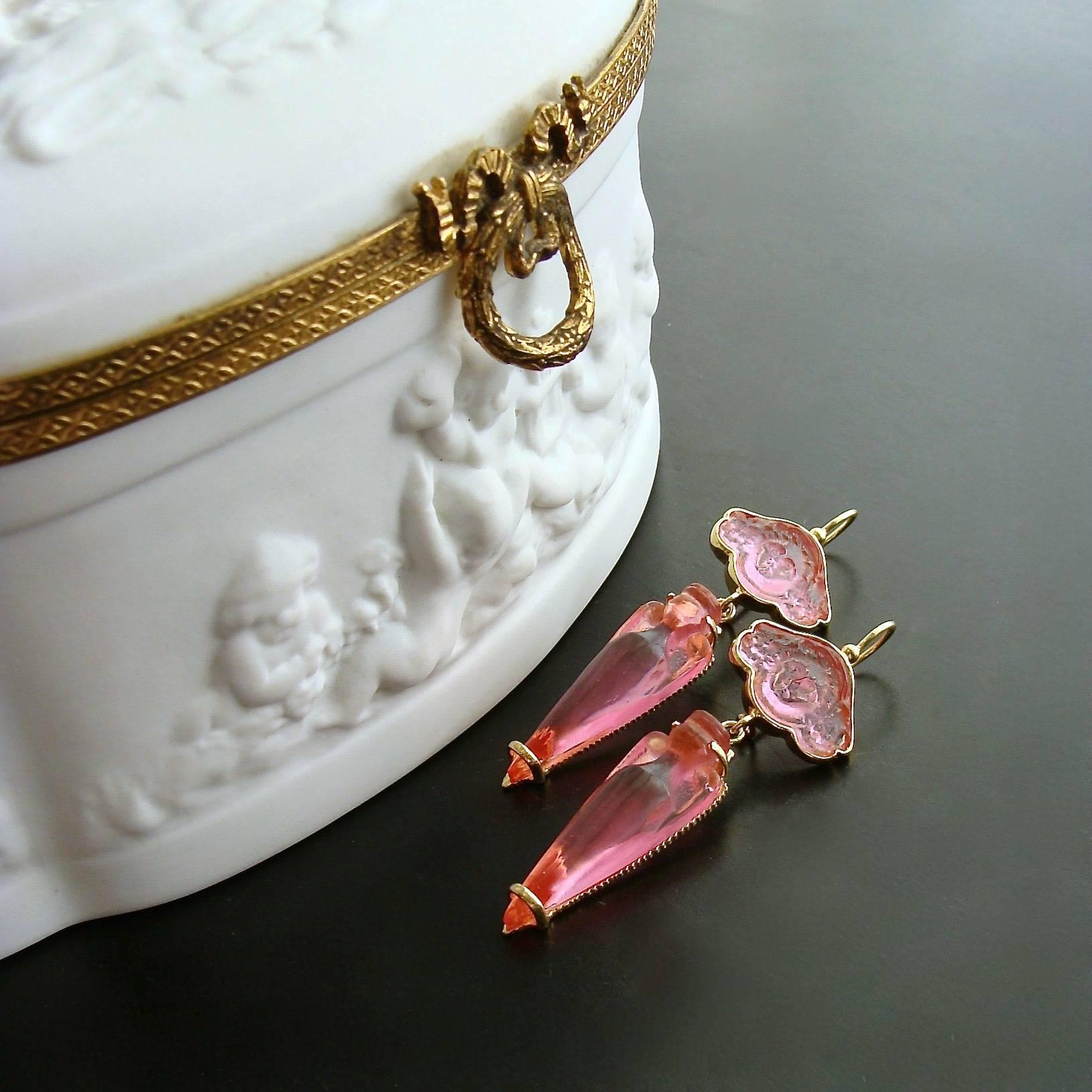 Neoclassical Bacchus Rose Venetian Glass Cameo Intaglio Earrings