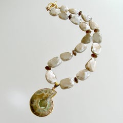 Australian Taupe Moonstone Nuggets Chocolate Moonstone Necklace Nautilus Pendant