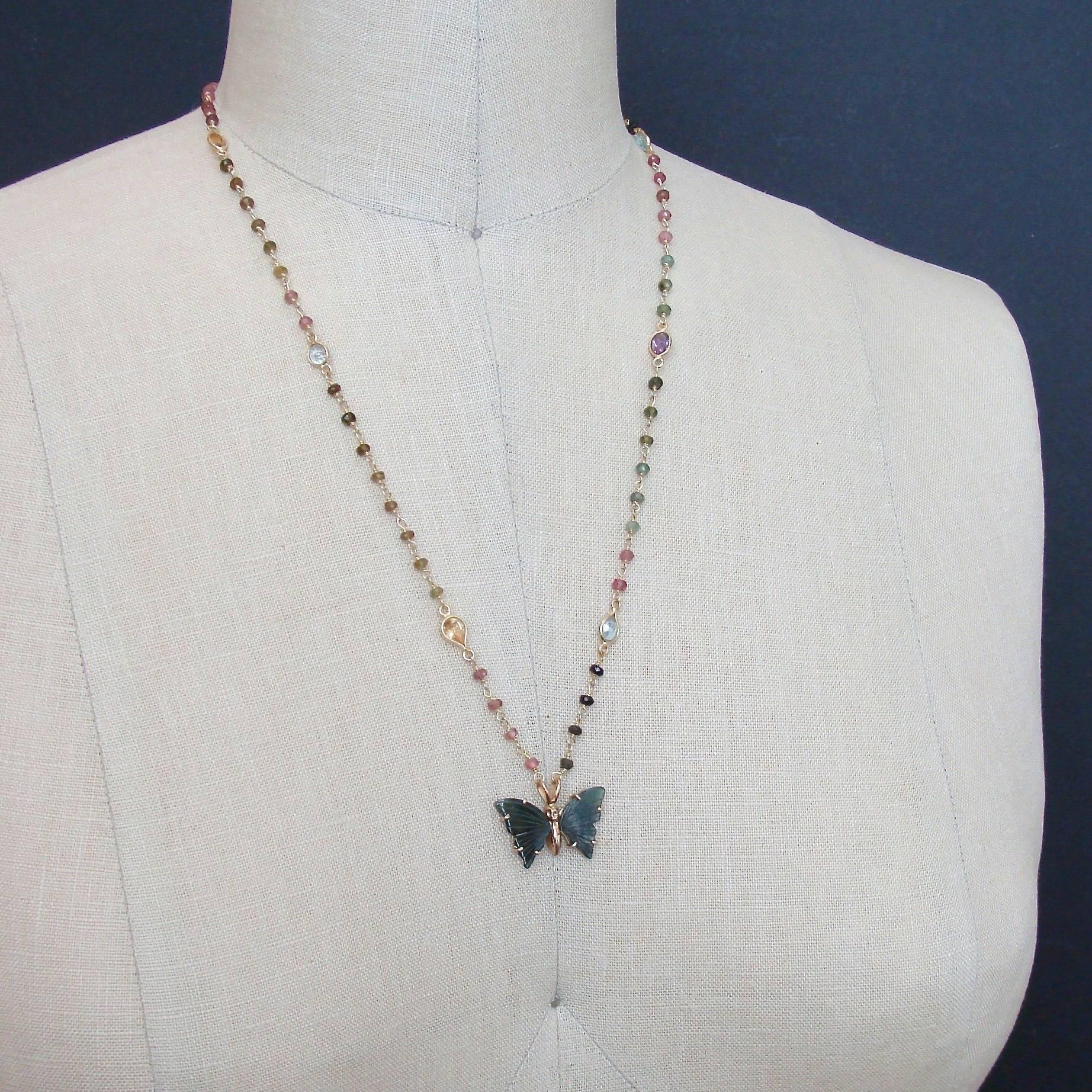 Tourmaline Stations Blue Green Tourmaline Butterfly Necklace 1