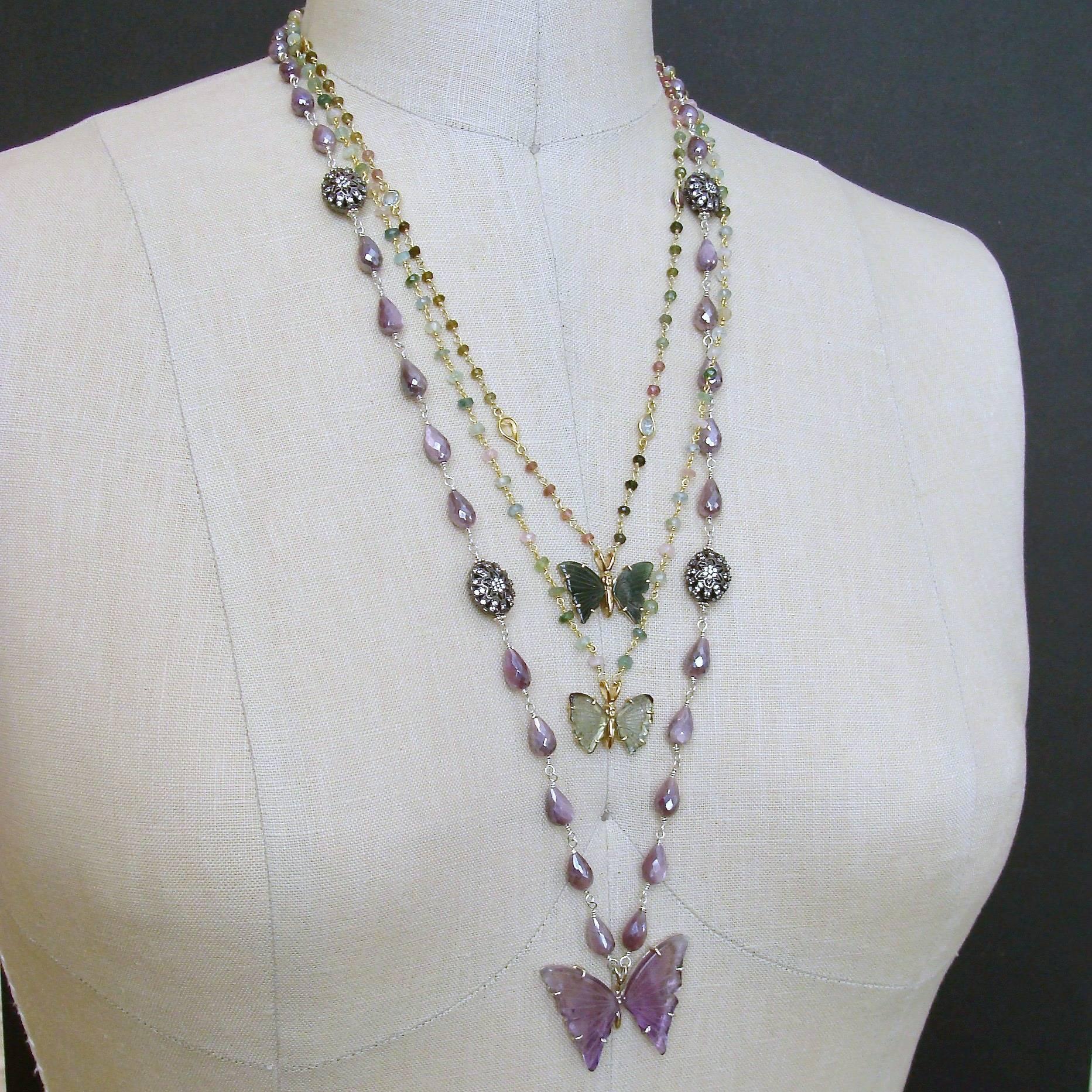 Tourmaline Stations Blue Green Tourmaline Butterfly Necklace 2