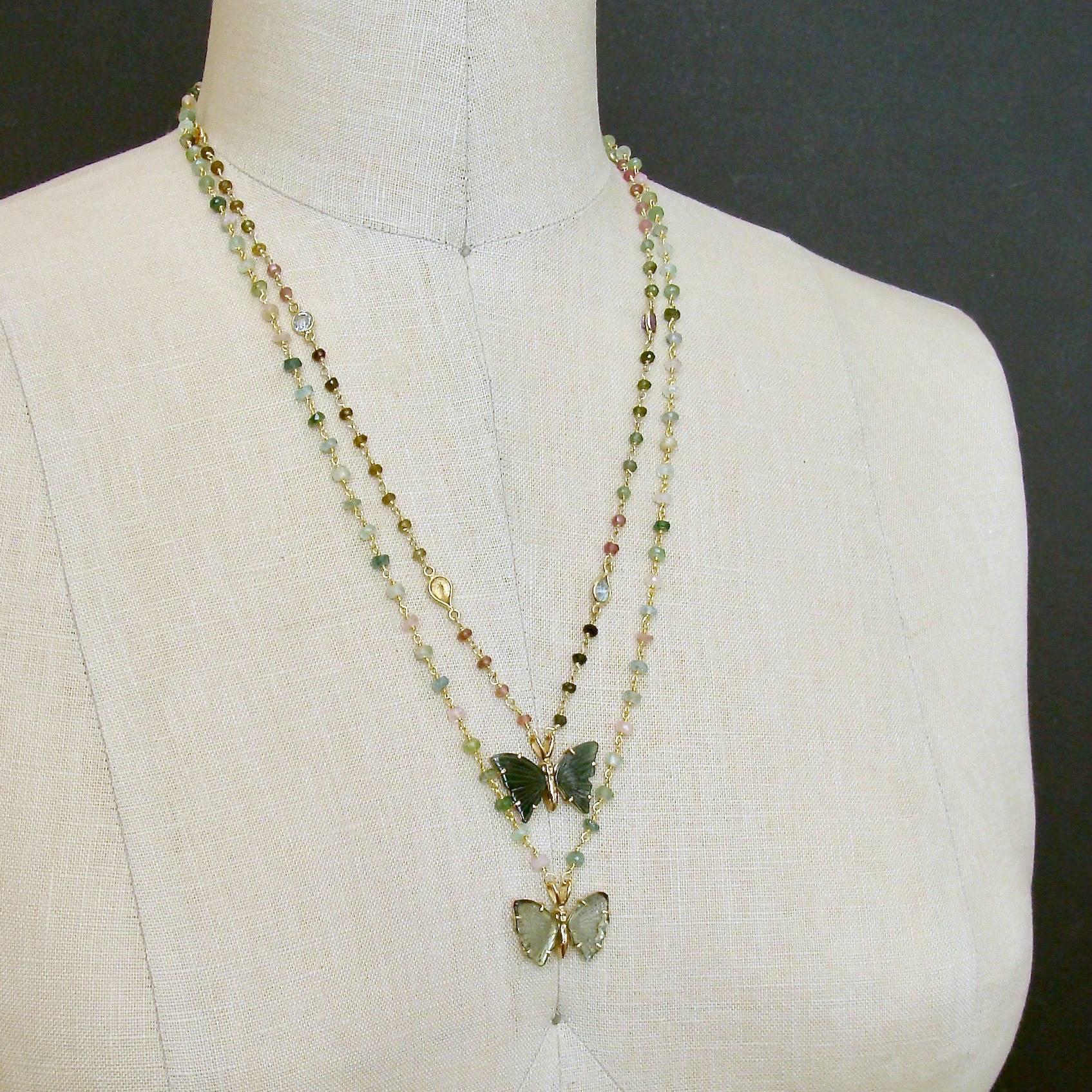 Tourmaline Stations Blue Green Tourmaline Butterfly Necklace 3