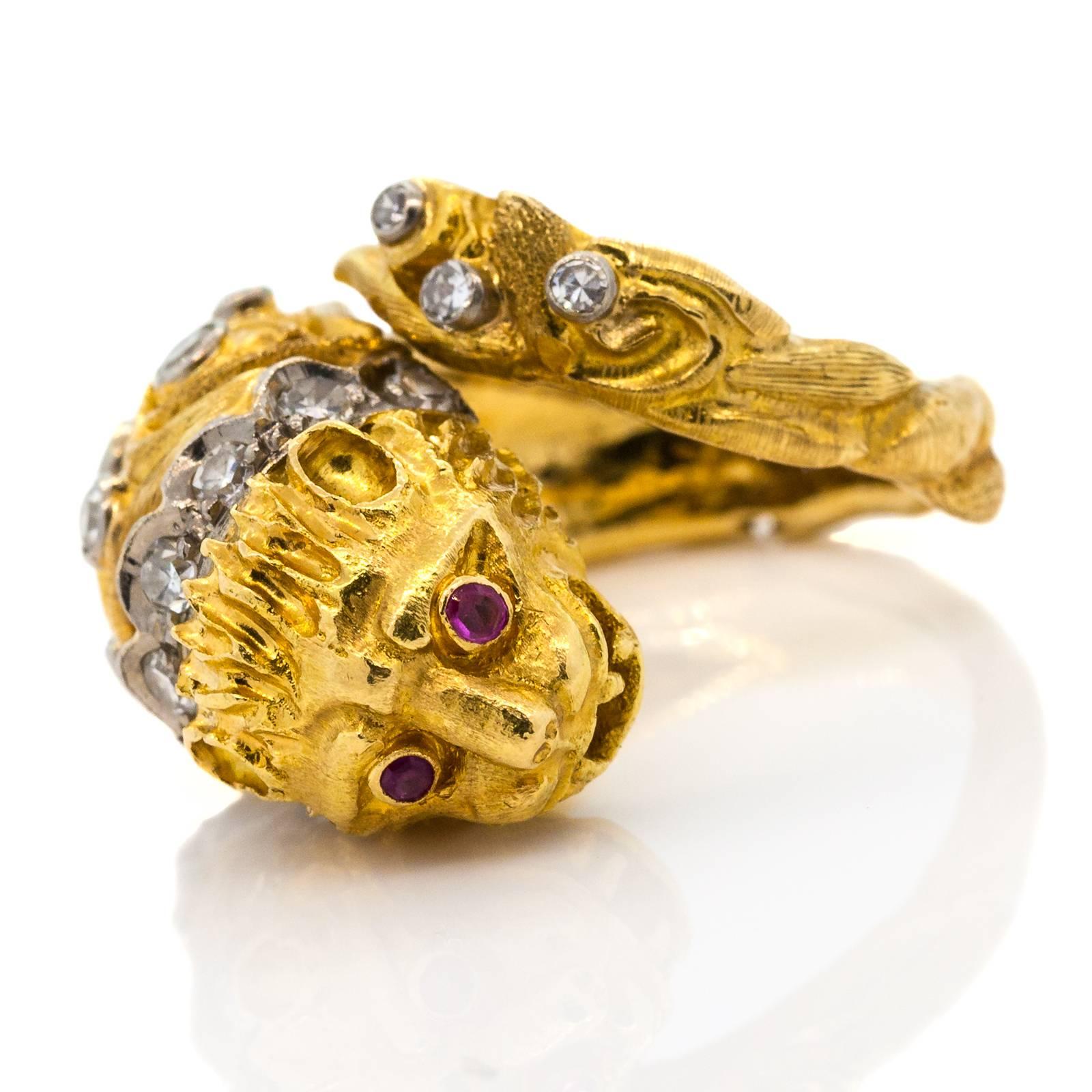 gold lion head ring meaning