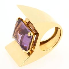 1940s Retro Amethyst Gold Ring