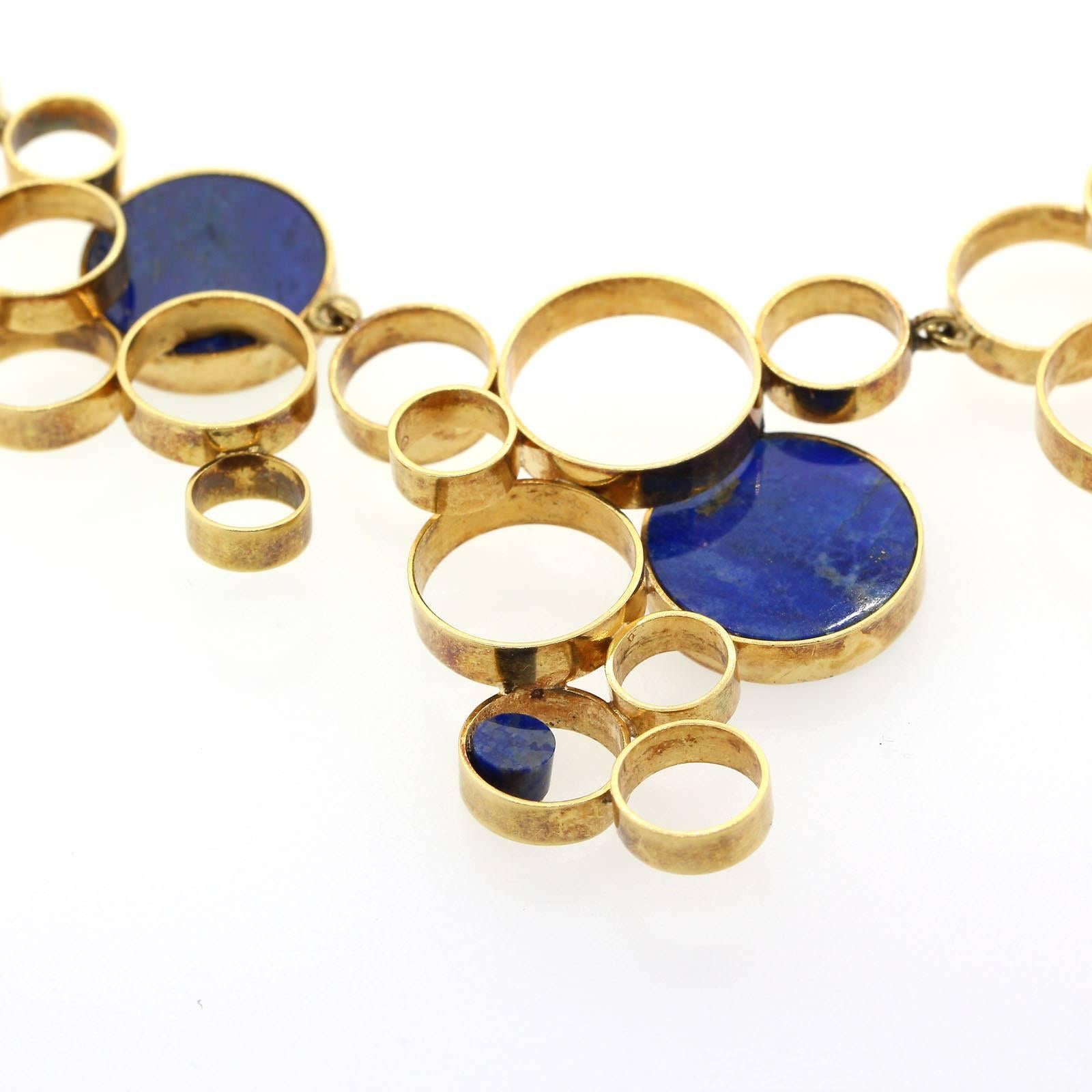1960s Lapis Lazuli Gold Necklace In Excellent Condition In Beverly Hills, CA