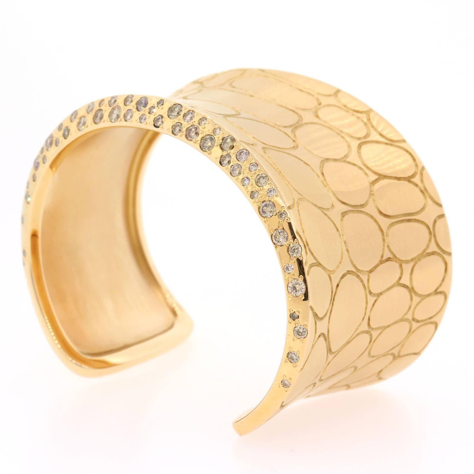 Modern Pomellato Diamond Gold Cuff Bracelet