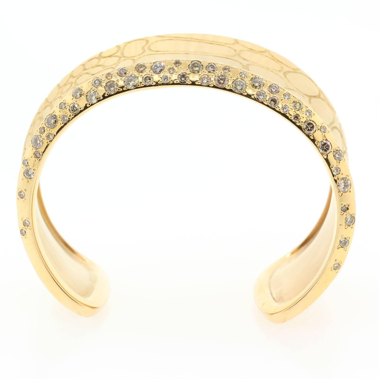 Women's or Men's Pomellato Diamond Gold Cuff Bracelet