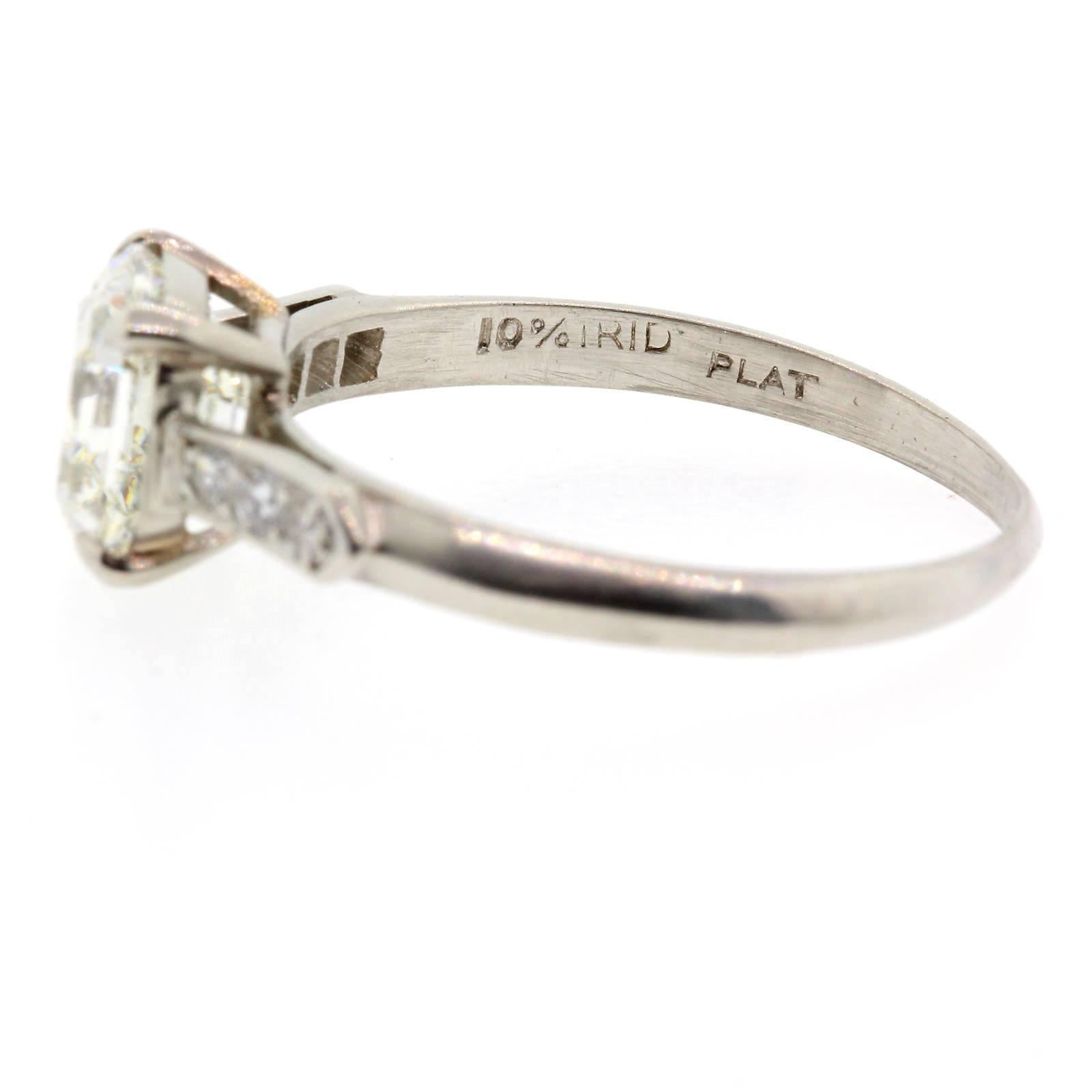 Women's 1940s 1.53 Carat GIA Cert Asscher Cut Diamond Platinum Ring