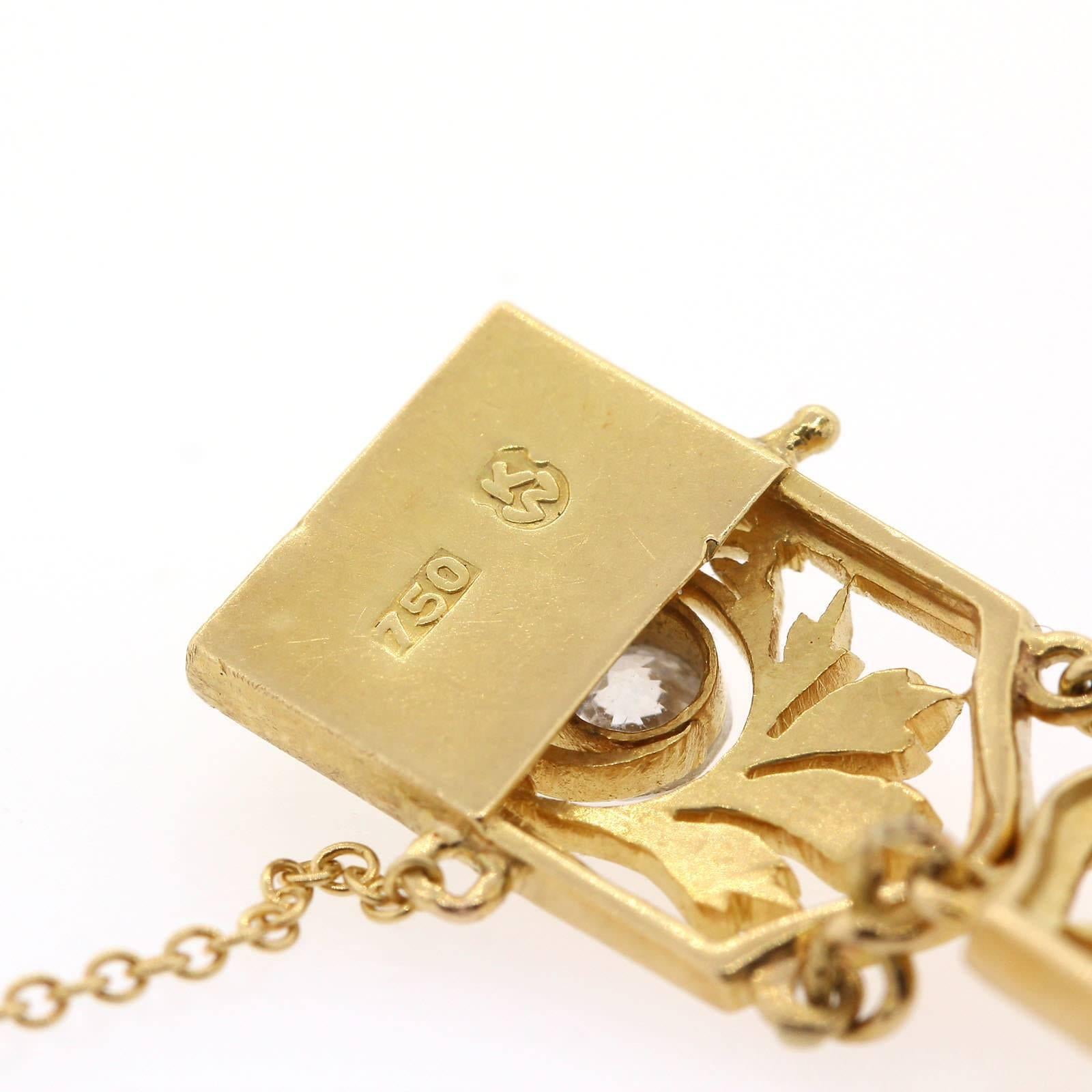 1900s Art Nouveau Diamond Gold Bracelet 2