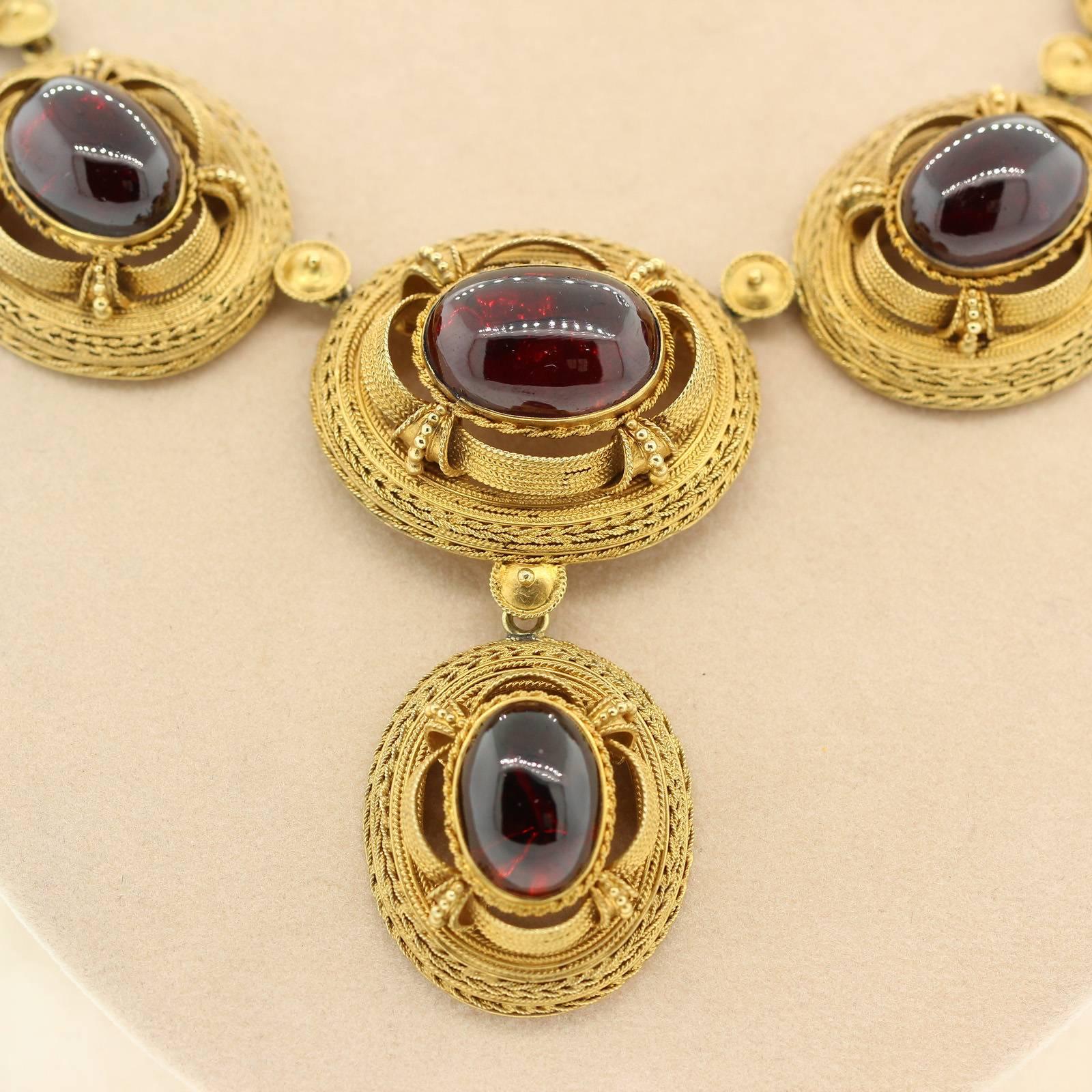 1890s Garnet Gold Victorian Necklace 3