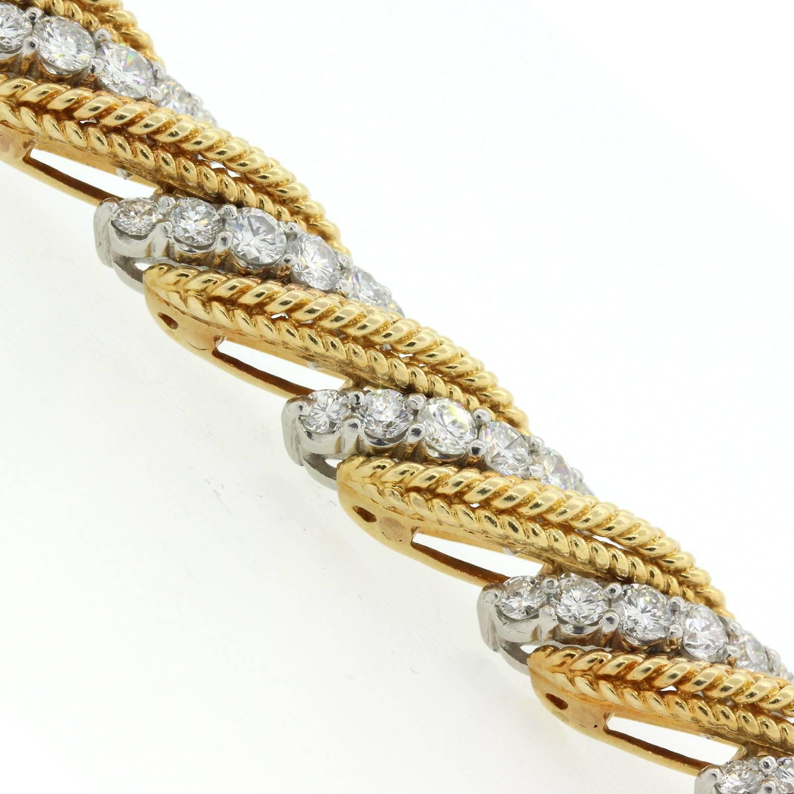 Modern 1970s Classic Diamond and Gold Bracelet