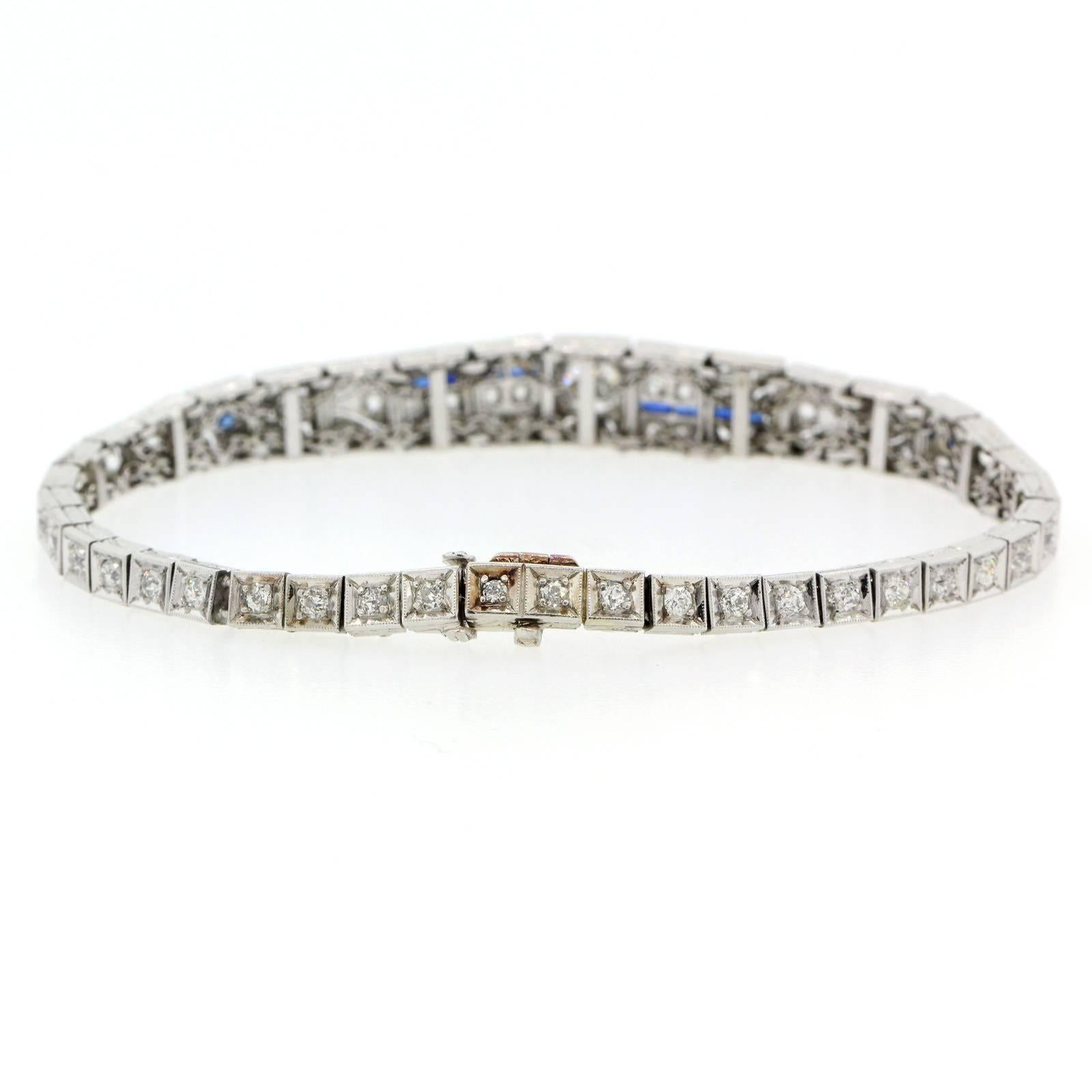 1930s Art Deco Diamond and Platinum Bracelet  1