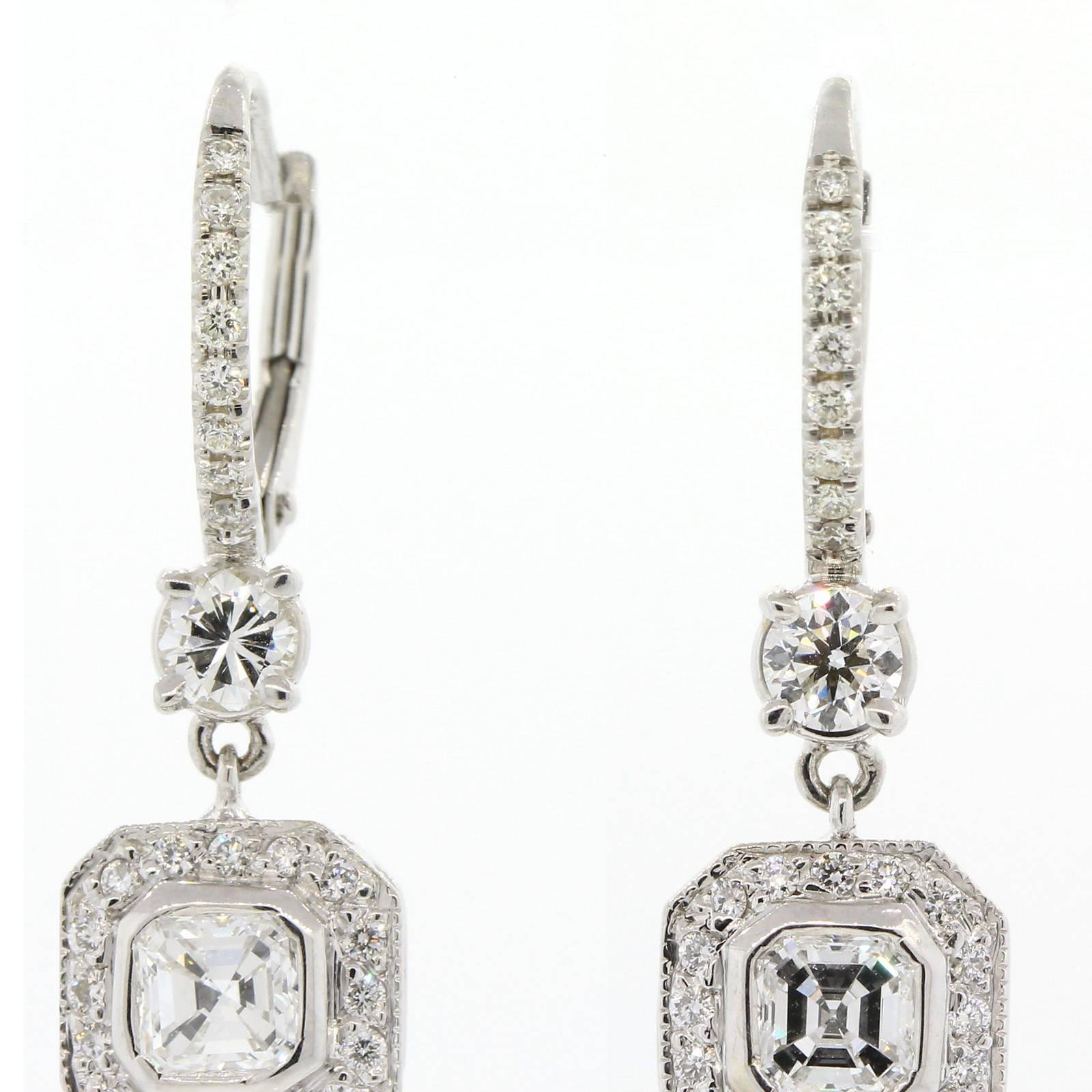 Brilliant Fancy Yellow & White Diamonds Dangling Earrings 1