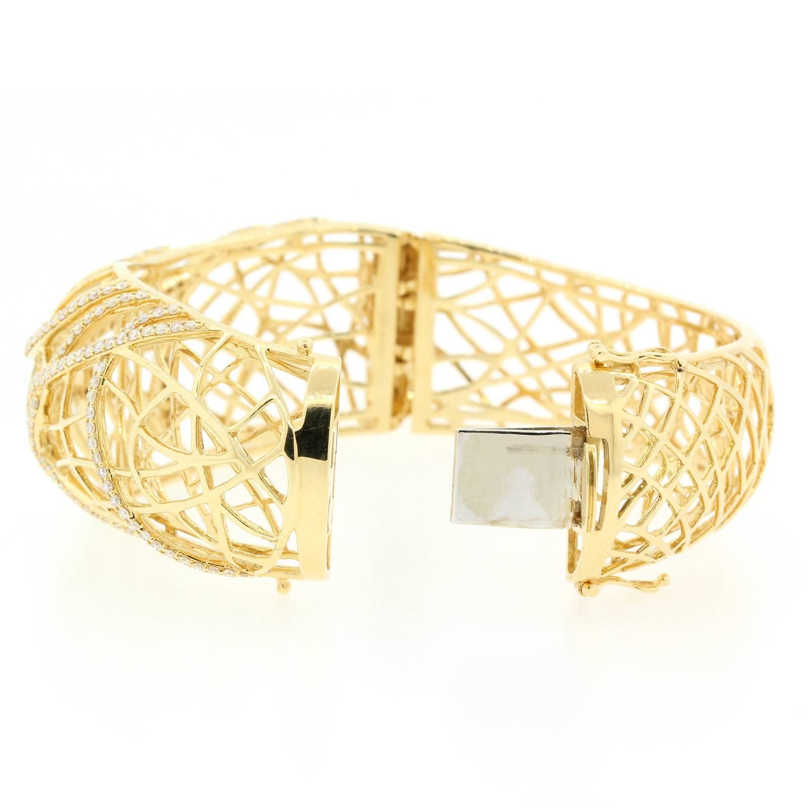 Modern Contemporary Diamond Gold Bangle bracelet