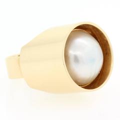 Danish Mabe Pearl Gold Ring