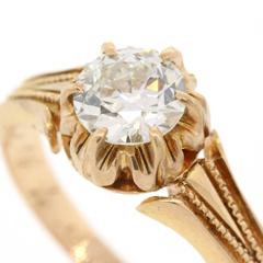 0.94 Carat Old Cut Diamond Victorian Gold Ring