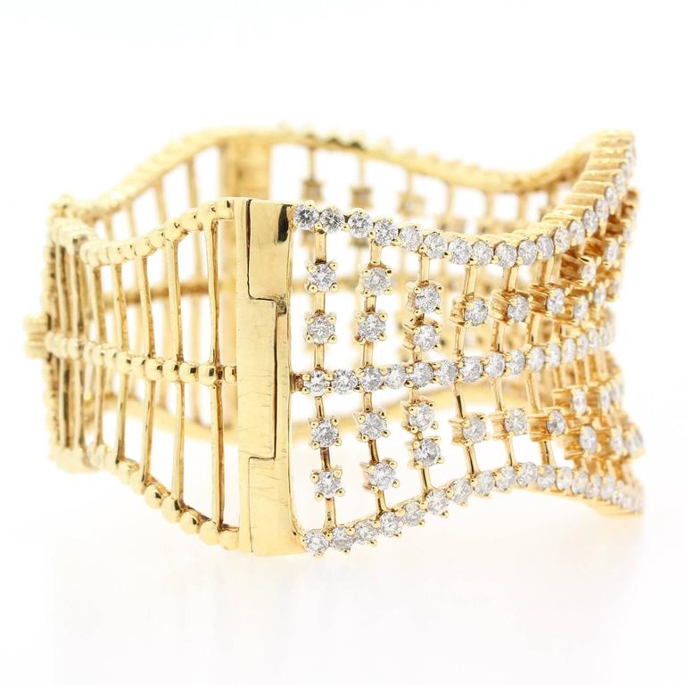 Modern Diamond Gold Cuff Bracelet For Sale at 1stdibs