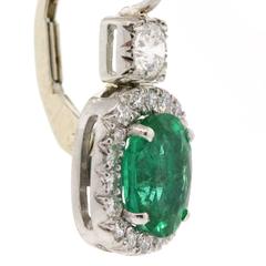 Brilliant Emerald And Diamond Platinum Earring