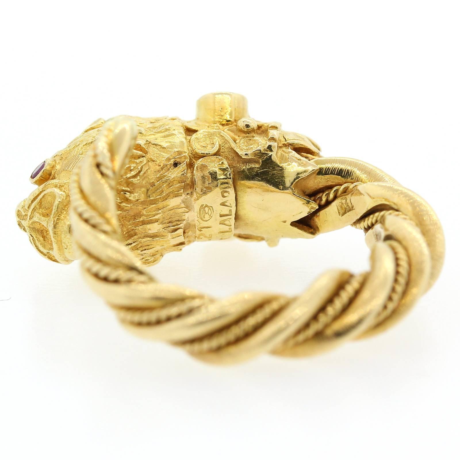 Ilias LaLounis Chimera Head Gold Ring 2