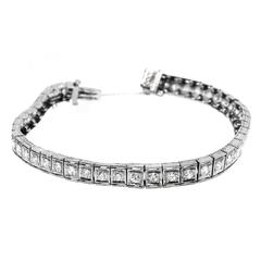 Art Deco Diamond Platinum Straight Line Bracelet