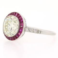 Round Brilliant Cut Diamond  Burma Ruby Target Ring