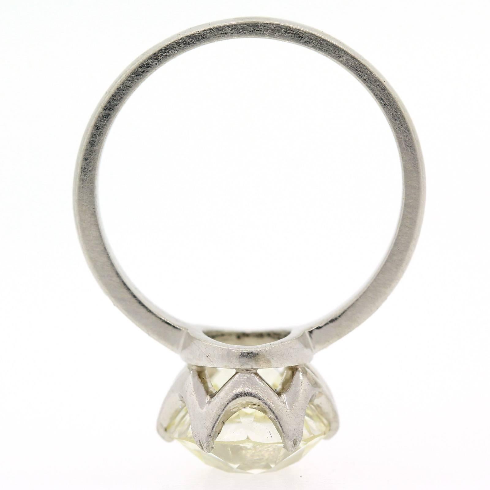 Women's or Men's GIA Certified 3.46 Carat Old European Cut Diamond Ring