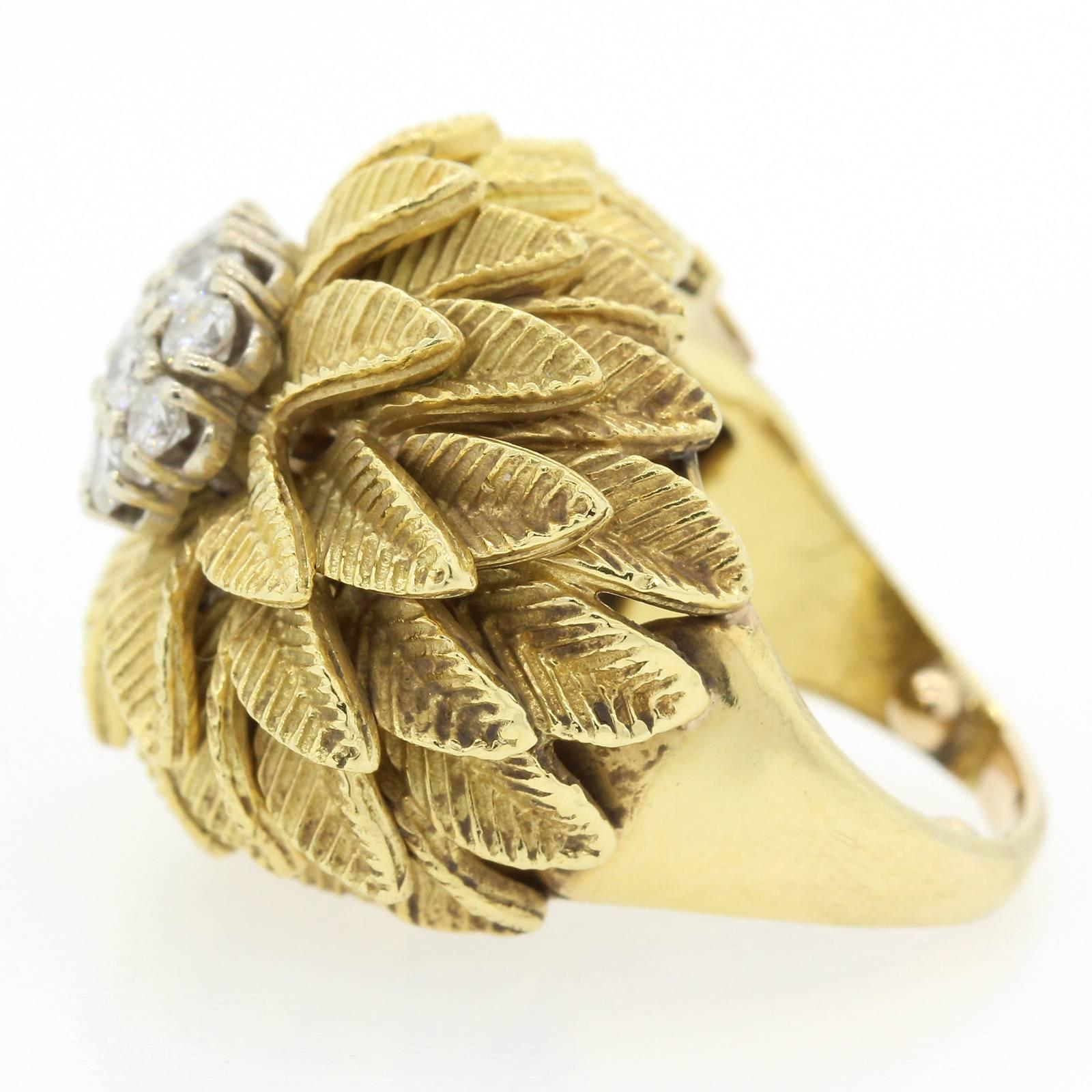 Modern 1960s Diamond Gold Ring