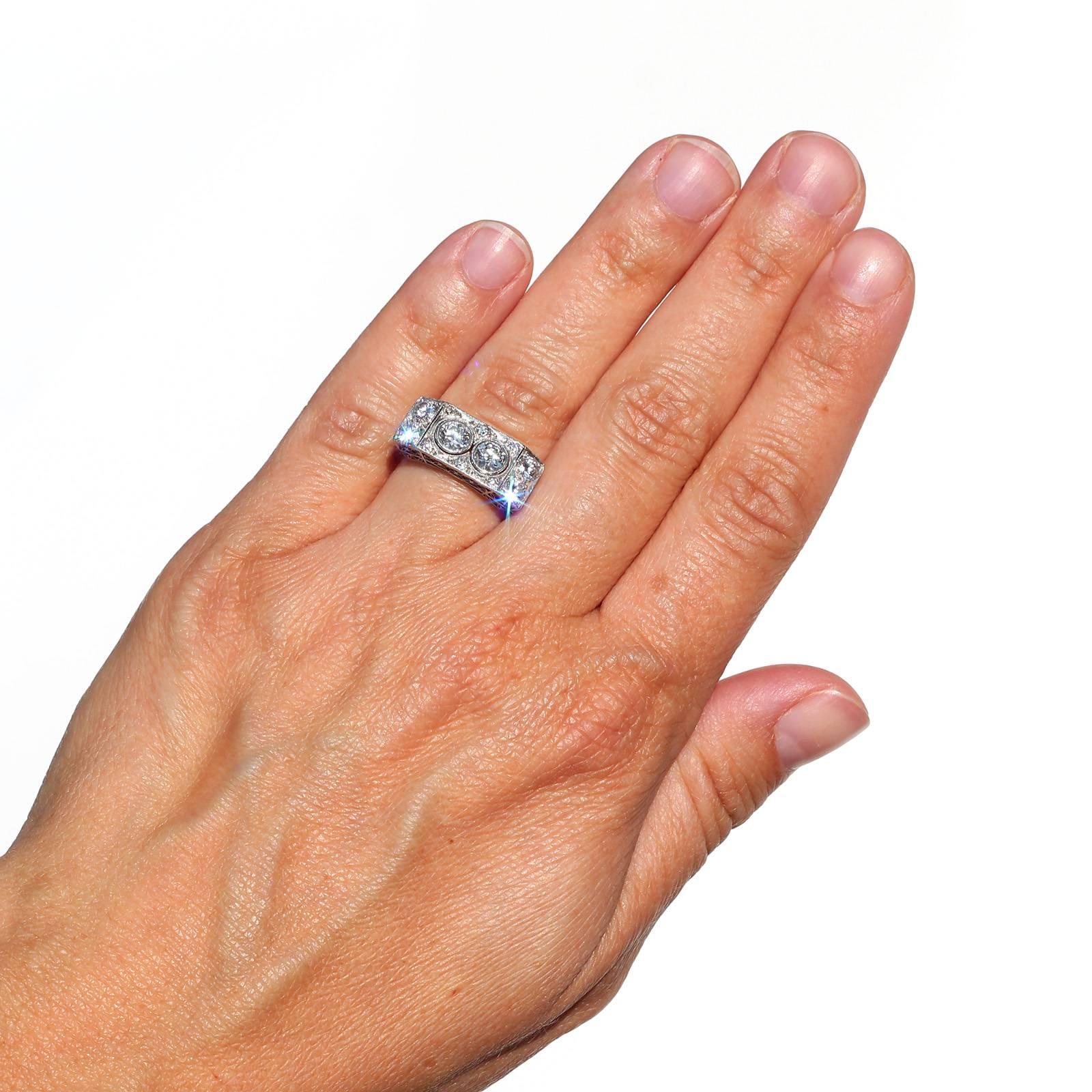 Women's Art Deco Two-Stone Diamond Platinum Ring
