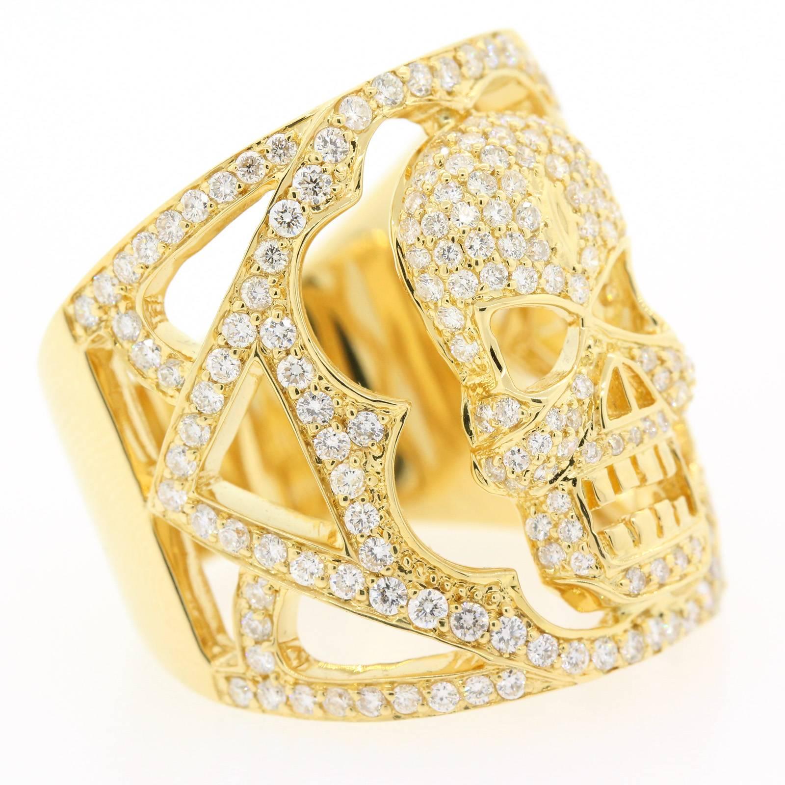 Diamond Gold Skull Ring 1