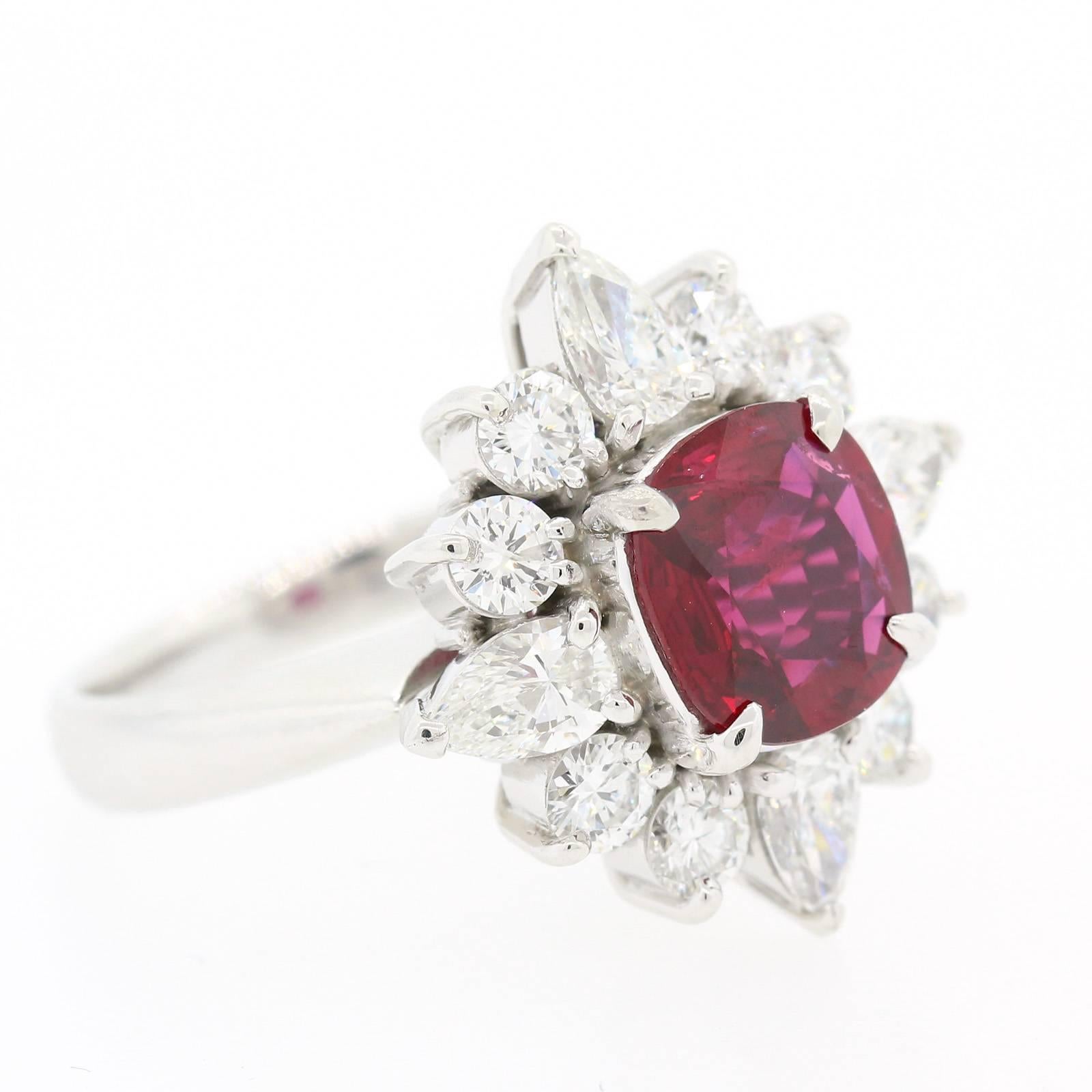 2.15 Carat GIA Certified Ruby Diamond Platinum Ring In New Condition In Beverly Hills, CA