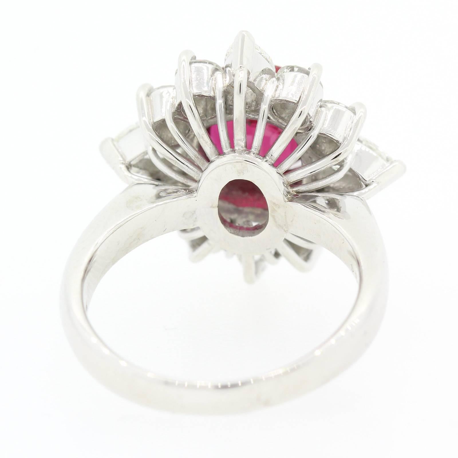 Modernist 2.15 Carat GIA Certified Ruby Diamond Platinum Ring