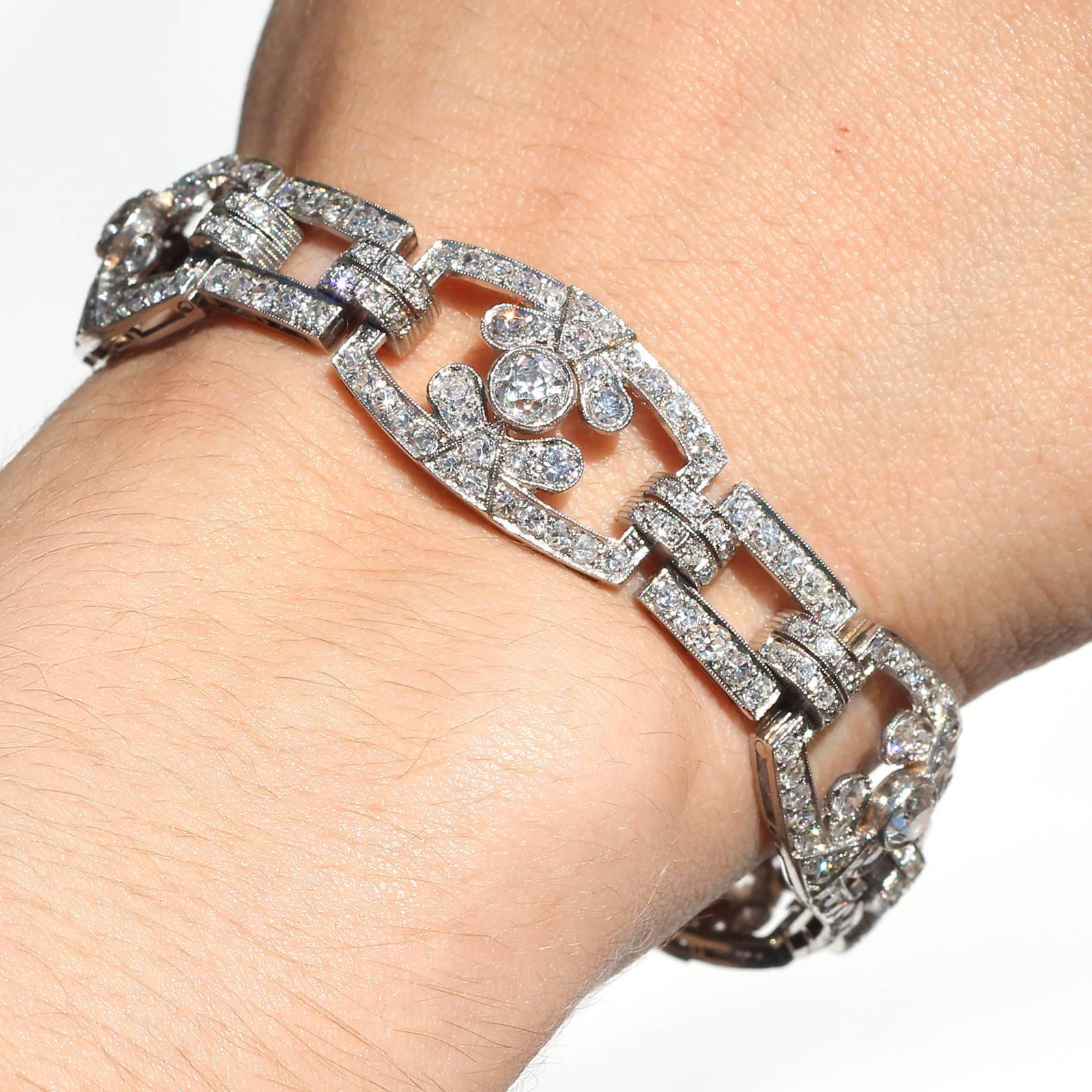1940s Diamond Platinum Link Bracelet 1