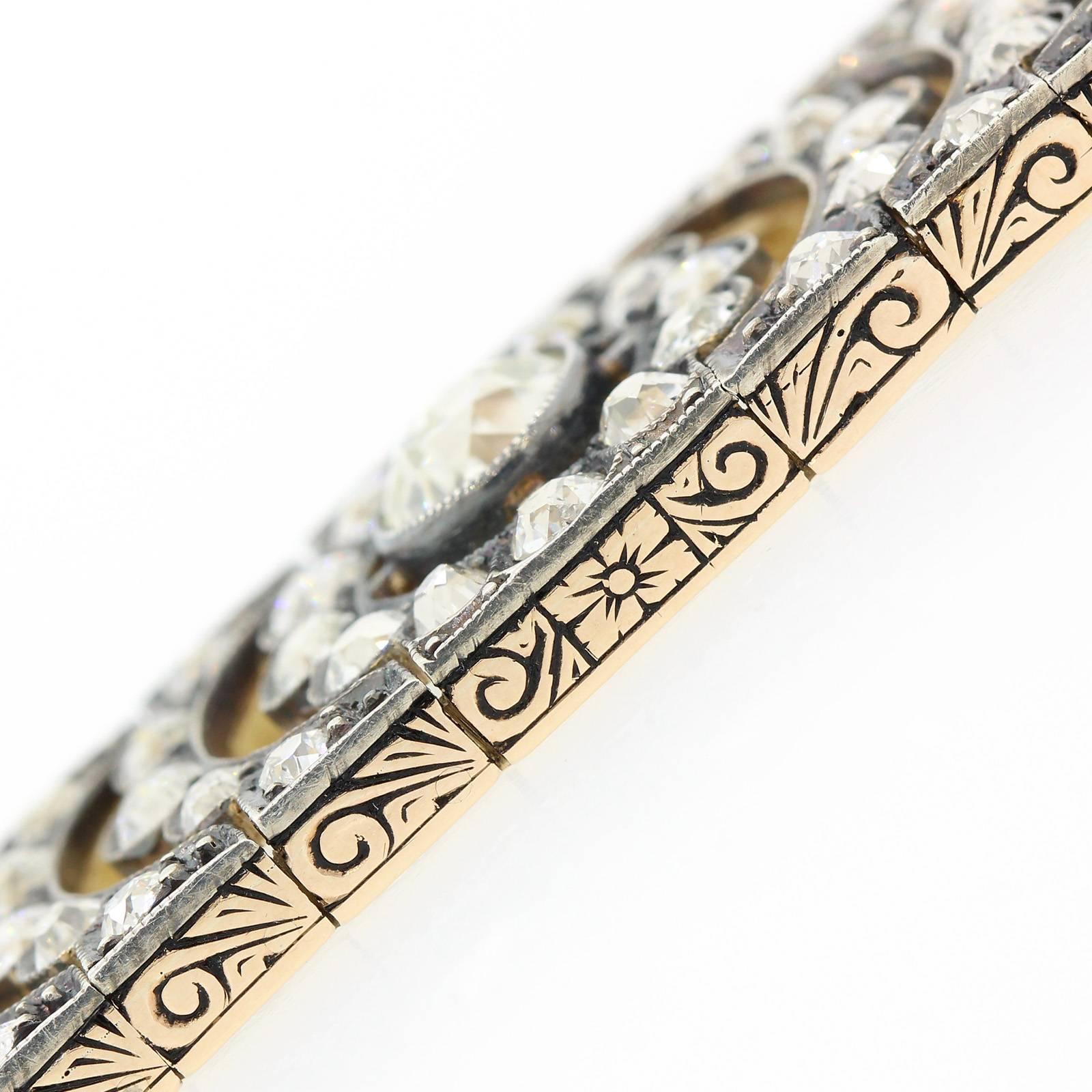 Victorian Diamond Silver Gold Bracelet