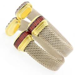 Birks' Gold Silver Almondite Garnet Bangle Bracelets