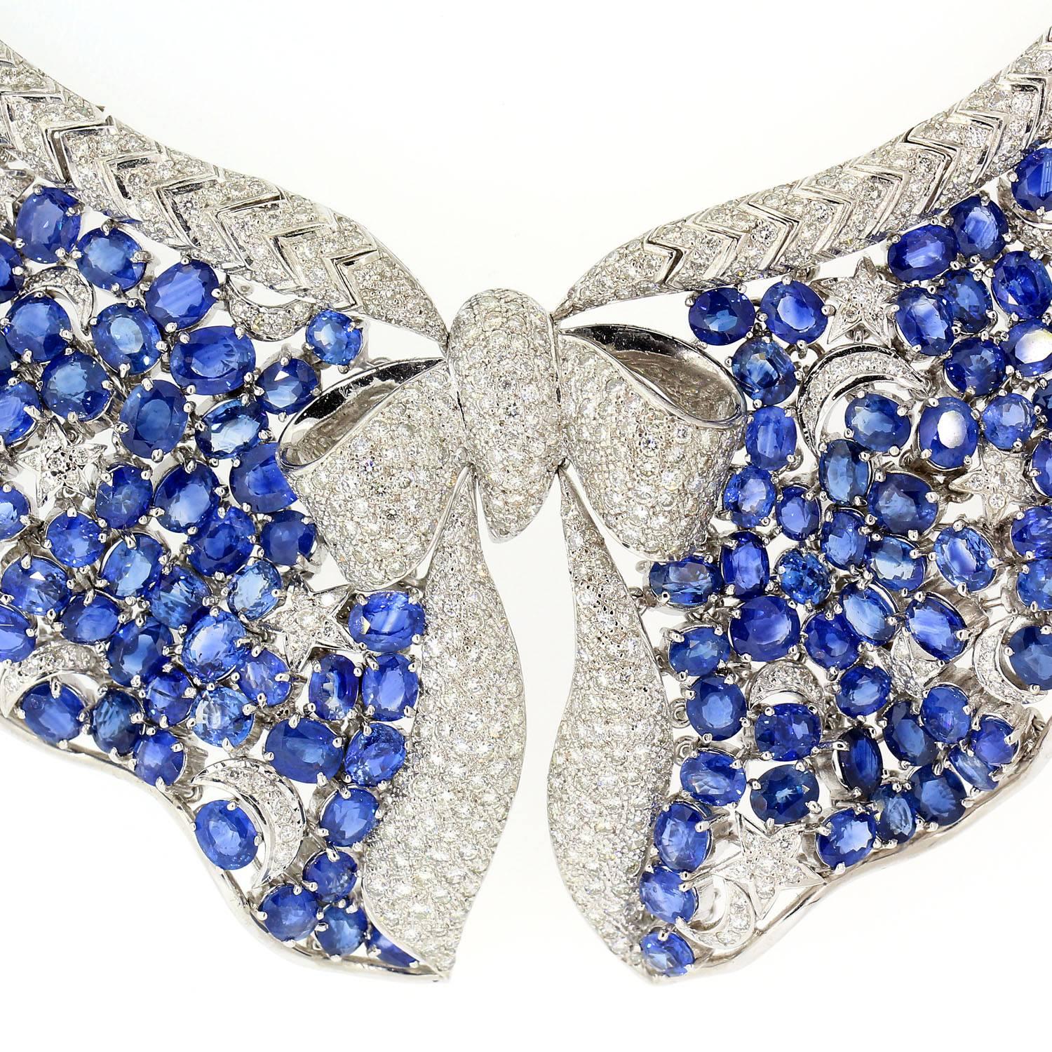 Sapphire Diamond Gold Necklace In New Condition In Beverly Hills, CA